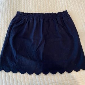J CREW Navy Sidewalk Skirt with Scalloped Hem